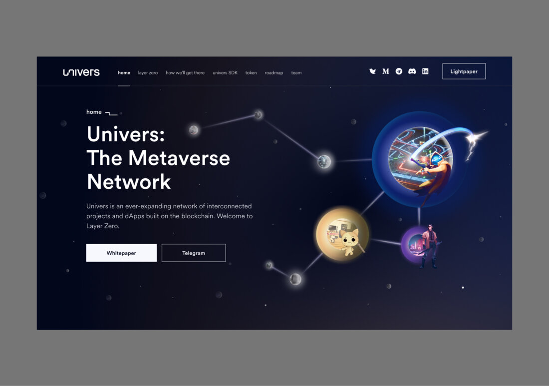 The Univers website. The Univers website.
