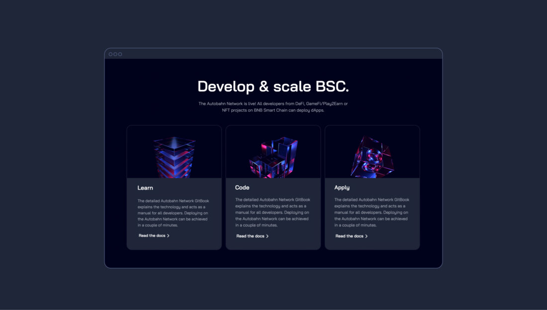 A "Develop & scale BSC" section from the Tixl website. A "Develop & scale BSC" section from the Tixl website.