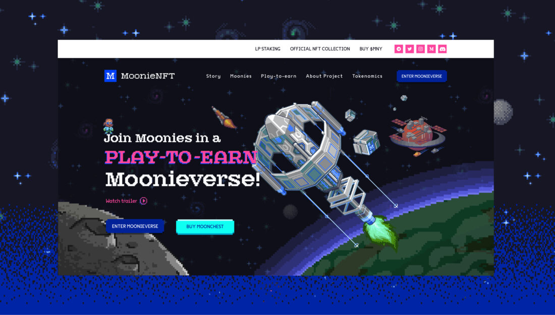 Screenshot of the Moonie's website hero section. Screenshot of the Moonie's website hero section.