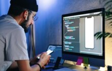 Mobile Developer at work. Mobile Developer at work.
