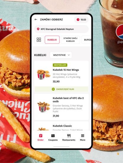 KFC's mobile app screen.