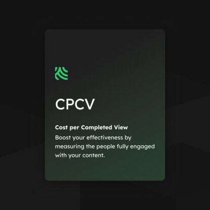 A tile from Adlook's website that says: "CPCV; Cost per Completed View".