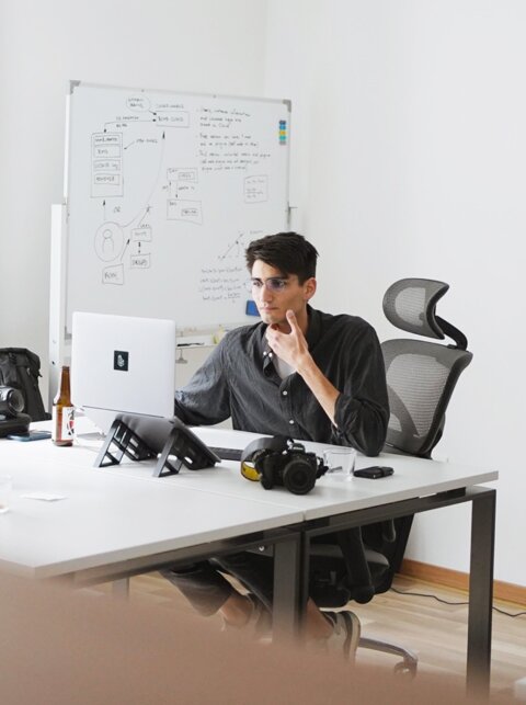 A Flying Bisons developer at work. A Flying Bisons developer at work.
