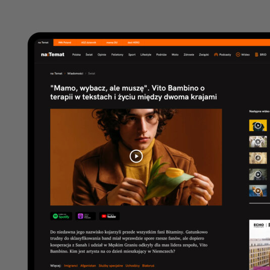 NaTemat's website opened on an article on Vito Bambino.