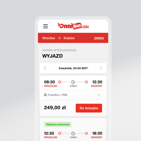  The Onnibus mobile website.