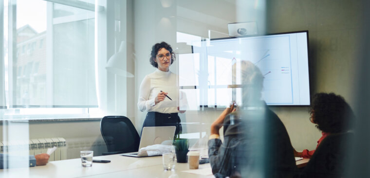 Woman giving a presentation. Woman giving a presentation.